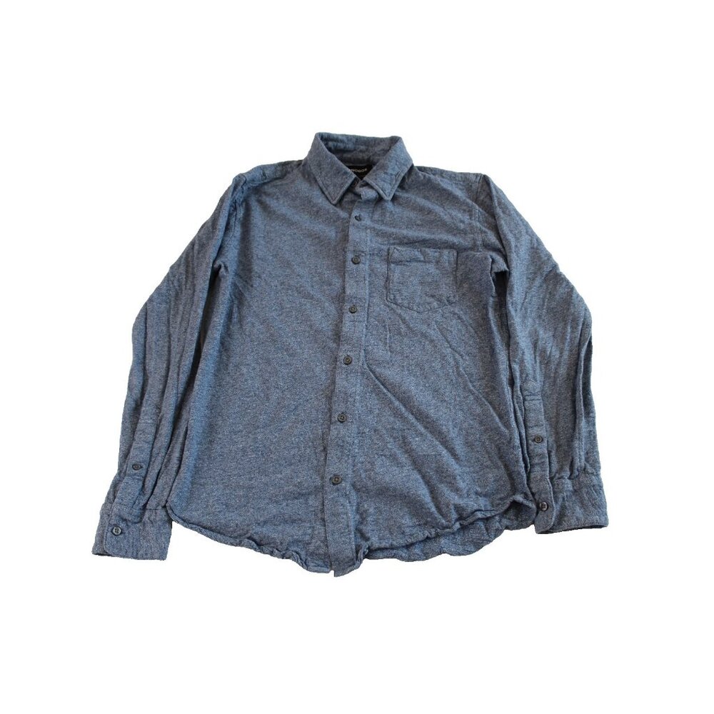 Bonobos Mens Small Slim Fit Blue Heathered Flannel Knit Long Sleeve Button Down